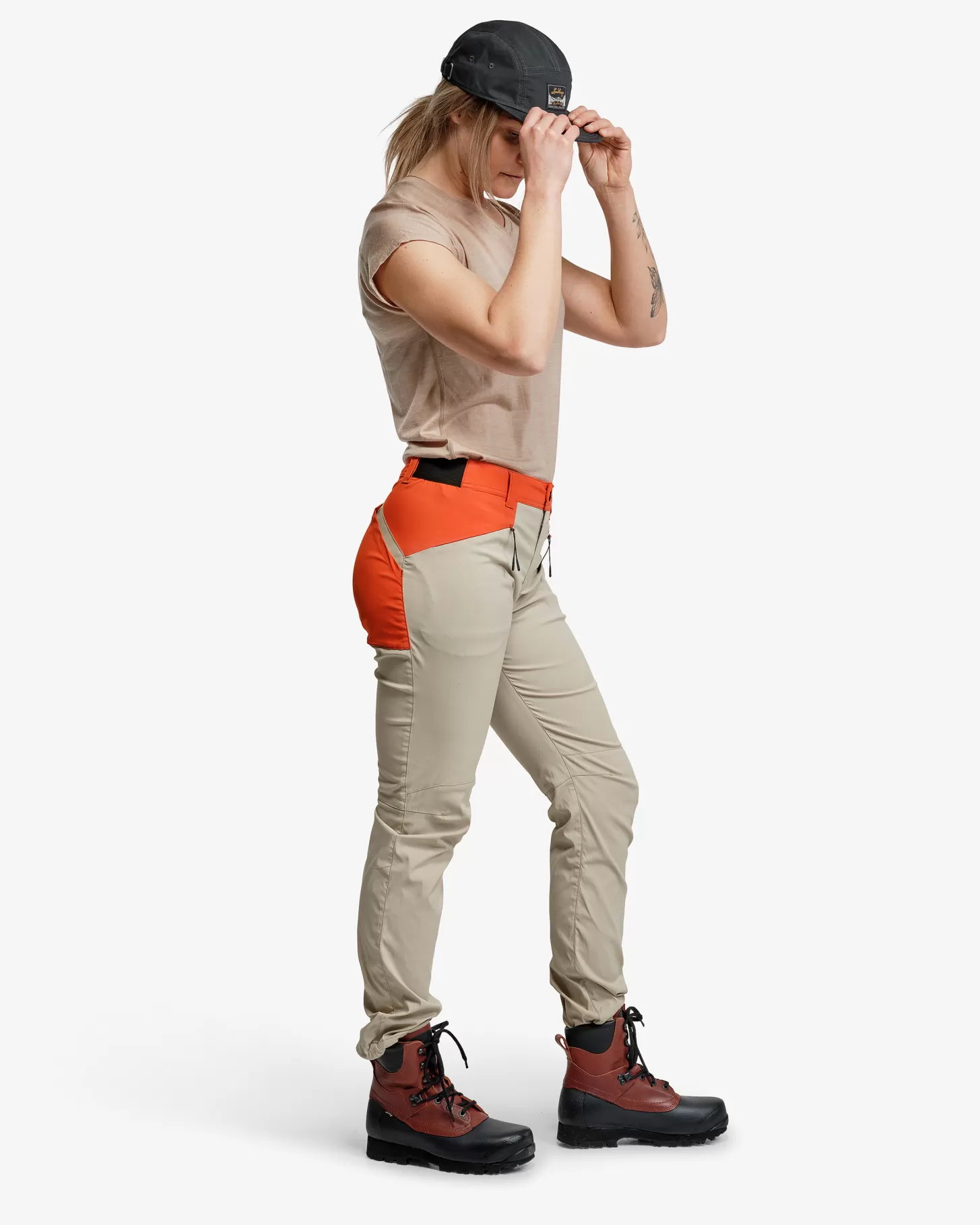 Lundhags Tyre Stretch Pant W Sand/Lively Red Flash Sale